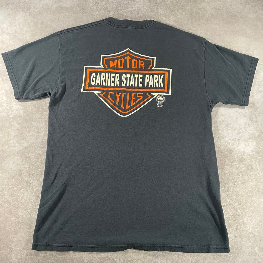 Vintage Hiking Outdoor State Park Motor Cycles T-Shirt Black Biker Grunge Large